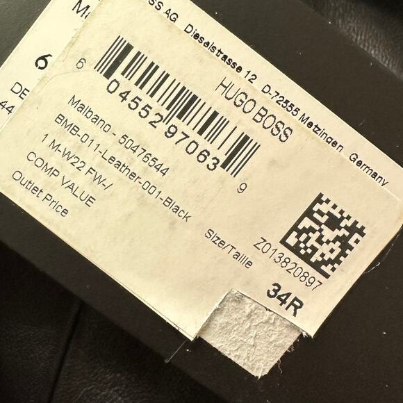 Hugo Boss Leather Suede Bomber Jacket Mens Sz 34R Black Silver Tone Hardware NEW - Picture 7 of 7